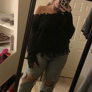 Black distressed sweater